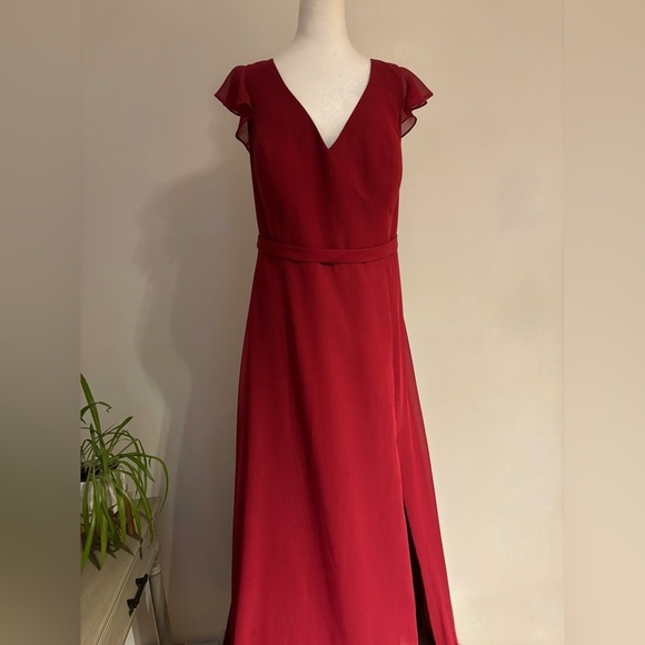 Azazie Claudine Elegant Bridesmaid Dress – Burgundy, Size A18 (Plus) - Picture 4 of 12